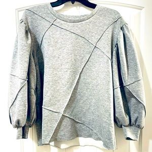 80s Style Raw Hem Grey Sweatshirt